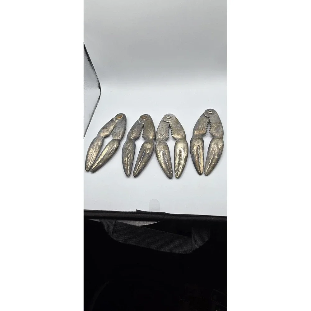 Vintage Retro Metal Silver Tone Nut & Shell Crackers Set of 4 Less Than 10 in